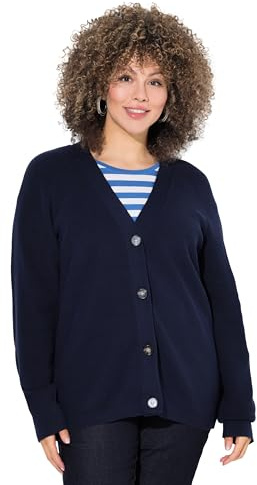 gs1 data protected company 4069787000005 Women's Plain Cardigan Sweater with Large Buttons, Navy, 36/38 UK