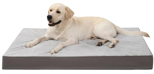 KSIIA Orthopädisches Hundebett XXL, Hundekissen Grosse Hunde Waschbar 121x75cm, Hundebetten mit Abnehmbarer Deckel, Hundematte Doppelseitig Wendbare, Grau