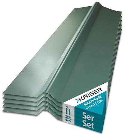 KAISER plastic® Cappa di colmo verde, copertura per tetto, tetto ondulato, in plastica, pannelli per tetti resistenti agli agenti atmosferici, tettoia, trapezio e sinusoidale 76/18 – 37 x 98,5 cm, 5