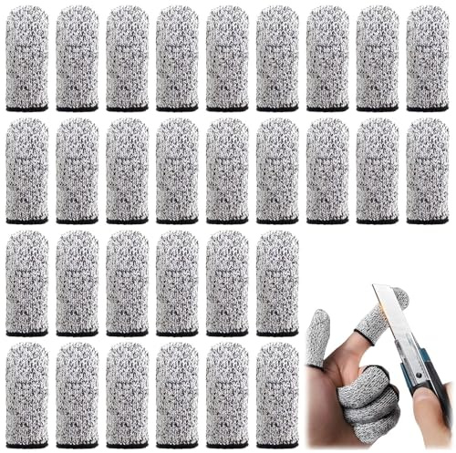 Lethra 30 Pieces Finger Cots, Reusable Breathable Finger Protectors, Anti Cutting Non Slip Thumb Protectors Finger for Work Kitchen Garden Sculpture Grey