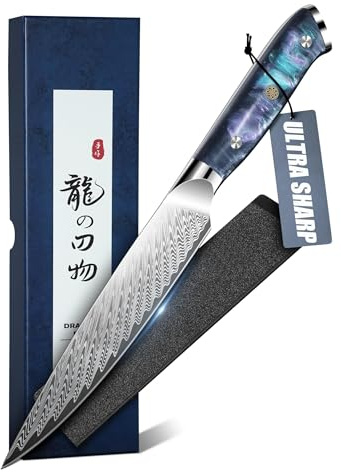 DRAGON RIOT Japanisches Universalmesser Küche - Obstmesser mit Scheide, Scharfes Gemüsemesser für vielseitige Einsätze, Kleines Allzweckmesser Küche für Gemüse & Obst, Geschenk für Männer