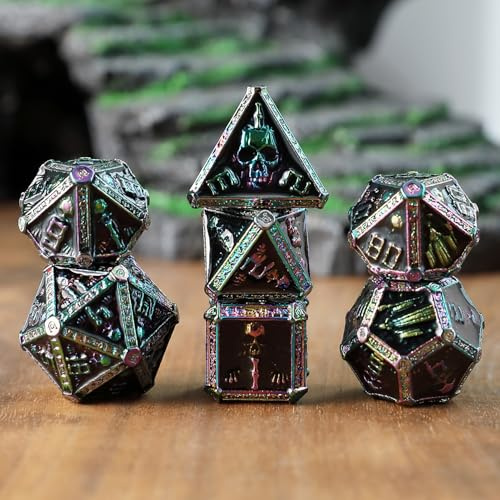Elifel DND Metal Dice 7 Piece DND D4 D6 D8 D10 D12 D20 D % polyhedral tärningar metall D & D för Dungeons and Dragons Pathfinder MTG Rollspel