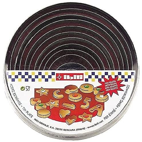 Ibili 702700 - Set 11 cortapastas estañados Redondo LISO (2..9 cm)