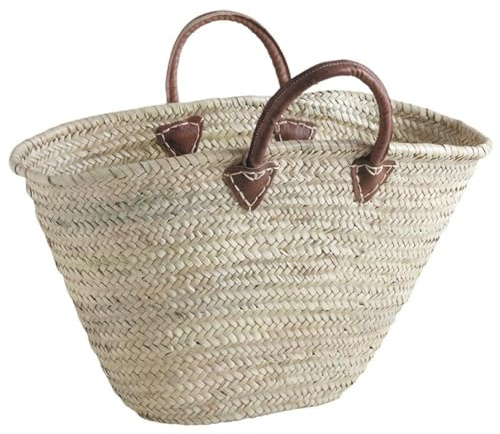 AUBRY GASPARD - Panier Cabas en Palmier Naturel avec Poignées en Cuir