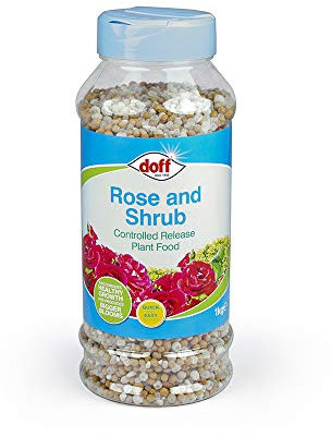 Doff Rose and Shrub Controlled Release Plant Food– 1Kg Fast-Acting Garden Fertiliser for Healthy Growth & Blooms of Bushes & Flowers – Encourages Root Development – Feeds for 3 Months