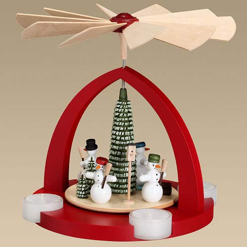 Rudolphs - Piramide natalizia con pupazzo di neve, altezza 23 cm, colore: Rosso rubino