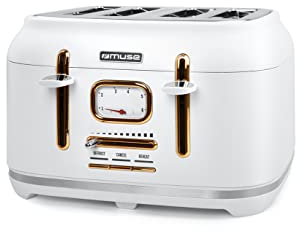 Muse MS131W Tostador 4 rebanadas blanco mate/cobre