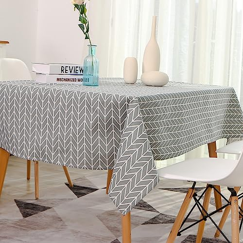 Novetec Rectangular Mantel Algodon Lino Borlas Mantel Lavables Resistentes al Aceite Antimanchas Manteles de Fácil Cuidado para Interior Exterior Jardín Comedor Fiesta y Celebraciones