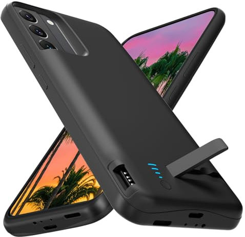 Giabuao Akkuhülle für Samsung Galaxy S24 (6,2), 7000 mAh,Schlanke Wiederaufladbare Ladehülle, Erweiterte Ladehülle, Backup-Akkuladegerät,Tragbare Powerbank für Samsung Galaxy S24- Schwarz