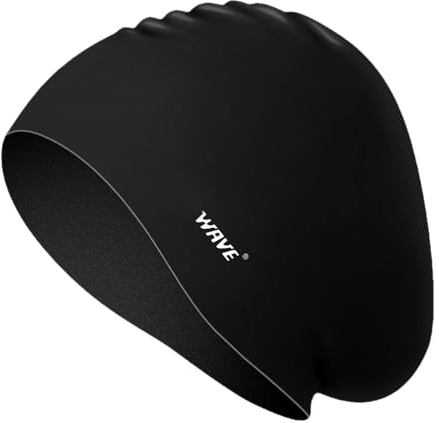 Lin’s Liliana Modische Badekappe für Damen und Herren - Hochwertige wasserdichte Silikon Schwimmkappe Unisex - Komfortdesign (Schwarz)