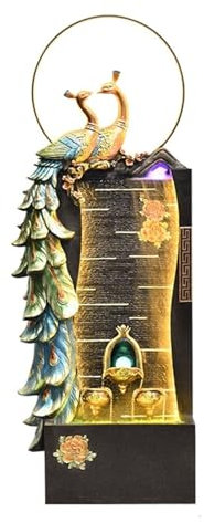 Fuente de Jardín Fuente de agua de pavo real, fuente decorativa grande de pie, decoración del hogar, paisaje de fuente de la fortuna del vestíbulo, adecuado for sala de estar, oficina, patio Fuente de