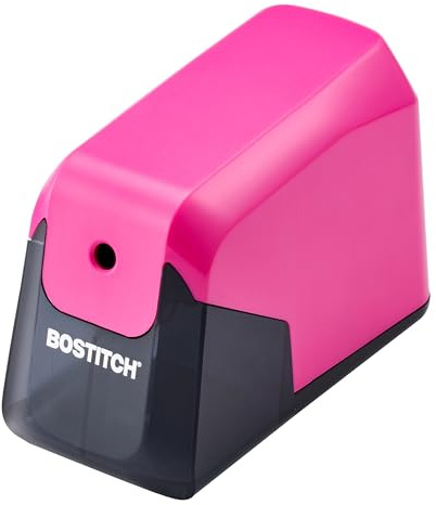 Bostitch Office Battery Pencil Sharpener, 4X Longer Cutter Life, Tip Saver Technology, Pink
