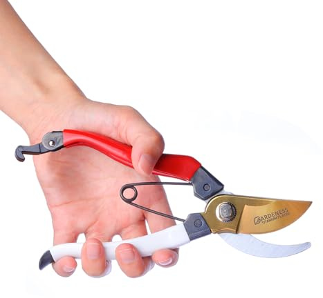 Gardeness Tijeras de podar japonesas de titanio, Tijeras de jardín Bypass de acero SK5 ligeras – Tijeras manuales ergonómicas para mujeres, rosas y bonsáis, tijeras de precisión para jardín