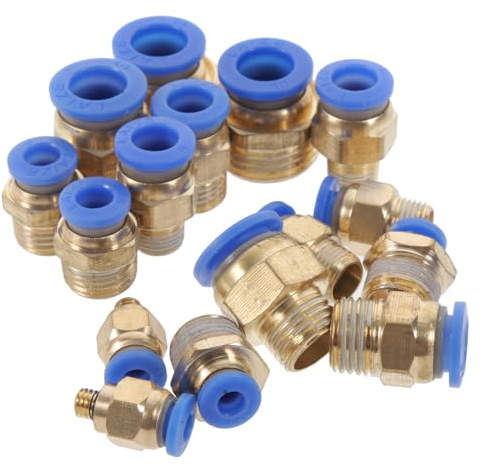 SOLUSTRE Set 16 Pezzi Raccordi Per Tubi Dell'aria Rapida Connessione, Connettori in Plastica a Crimpare, Adattatori Maschio-maschio Per Compressori, Utensili Pneumatici e Idropulitrici