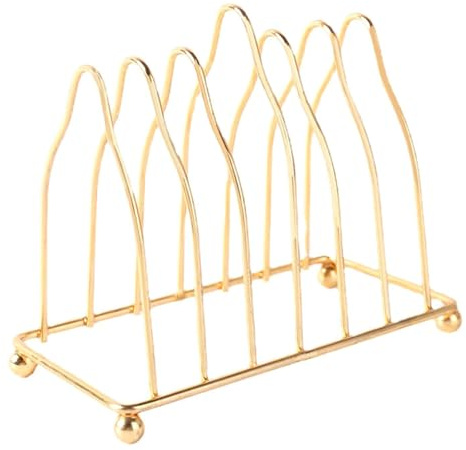LIFKOME Organizer da Tavolo Accessorio Pratico per Cucina Supporto per Piatti Delicato in Ferro Dorato Struttura Triangolare per Evitare Acqua Stagnante