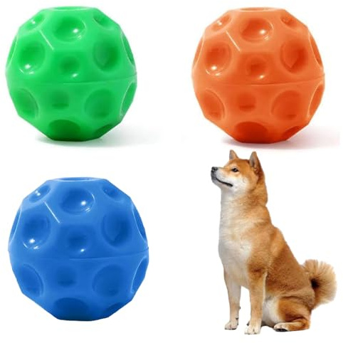 fufupaw 3 Stück Hundeball Unzerstörbar, Ball Hund Unzerstörbar, 6.5cm Hundespielzeug Balls, Hundespielzeug Ball für Spielen, Kauen und Zahnreinigung(Blau, Grün und Gelb)