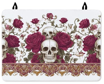 Copertura superiore per fornello elettrico, motivo floreale gotico vintage con rose floreali di Halloween rosso, lavabile, in vetro, per cucina, camper, cucina, 71 x 50 cm