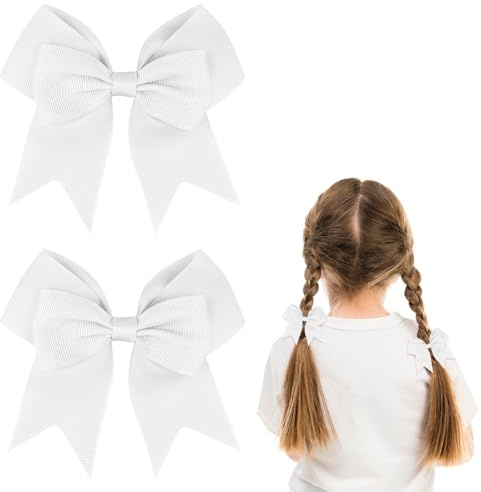 2 Pack White Hair Bow, Hair Bows for Girls Large Bowknot Hairpin for Women Girls