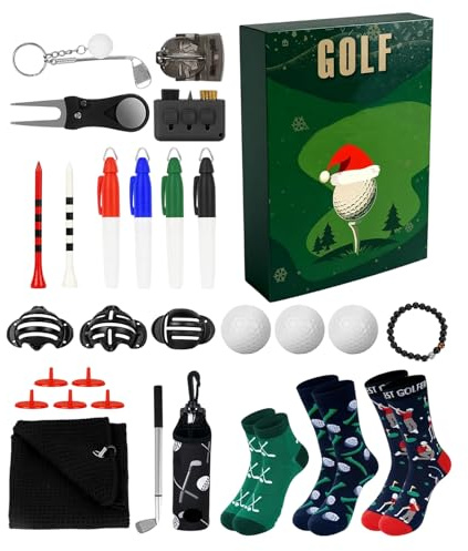 Humdcdy julkalender | 24 dagars semester golf nedräkning | golftillbehörssats, för män golfare nybörjare bana spel fest hem sport