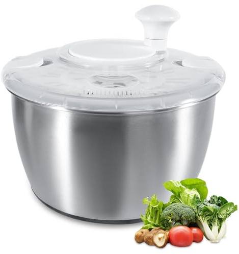 GREENSAPPIRE Salad Spinner Stainless Steel Large with Lid Large Salads