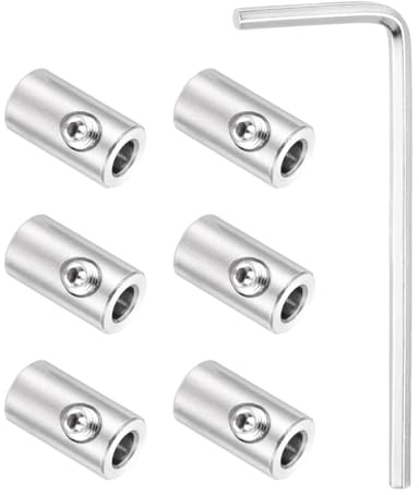 PATIKIL 6 st vajerklämmor set, 4 mm 304 rostfritt stål M5 dubbla hål lås kabelklämmor säkra fästelement med M6 hexagonskiftnyckel skruvar för klädstreck kabelriggning, silver