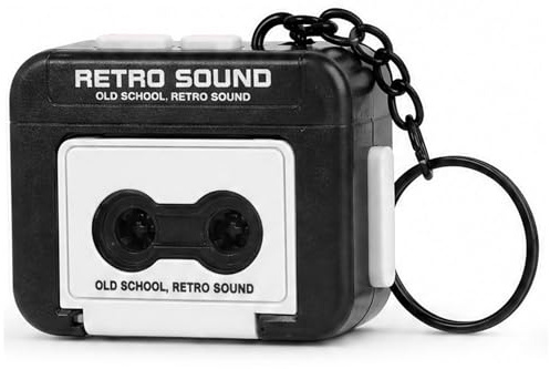 Tejpinspelare mini bandinspelare retro nyckelring bärbar musikspelare med inspelningsfunktion idealisk för kvinnor män svart