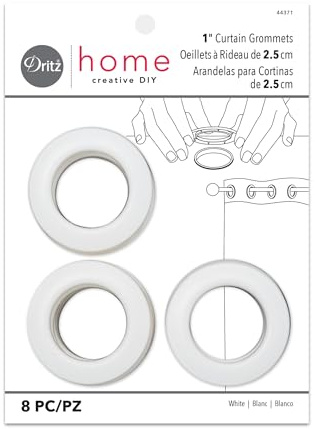 Dritz 1-Inch Inner Diameter Plastic Curtain Grommets, Pack of 8, White