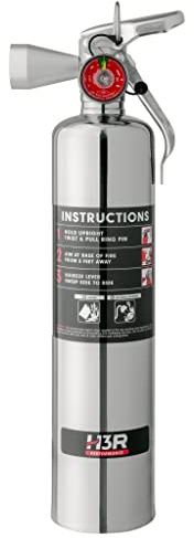 HalGuard Halotron Fire Extinguisher for Vehicles, Race Cars, Trucks & Off-Road | Clean, No Powder, No Mess | Rechargeable & Safe for Engine, Interior, Electronics | UL Listed | Chrome 2.5 lbs