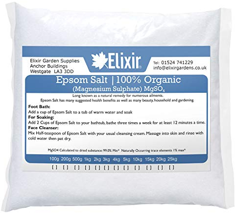 Elixir Gardens ® EPSOM BATH SALT 20KG/100% MEDICAL/FCC FOOD GRADE ORGANIC MAGNESIUM SULPHATE HEPTAHYDRATE Supplied as 2 x 10kg