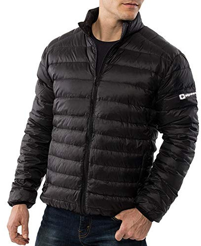 alpine swiss Niko Alternativ dunjacka herr kappa puffer varm isolering kompakt och lätt, svart, XL