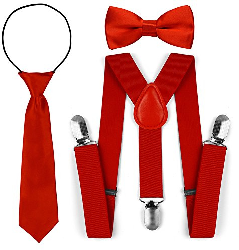Set di cravatte a farfalla con cravatta a farfalla regolabile per bambini (Rosso)