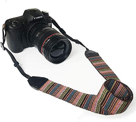 Alled Cámara Correa,Correa de Cuello Camara De Hombro Cuello Cinturón,Bohemia Vintage Cámara Universal Ajustable Correas para Nikon Canon Sony Lumix Fujifilm Pentax Olympus DSLR SLR Etc. (Suave Raya)