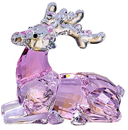 DOJOZ Kristall-Sika-Hirsch-Tiere, schöne elegante Basteldekorationen für Zuhause, Ornamente, Weihnachten, Sammlerstück, Geburtstagsgeschenke, Rentier-Figuren (Rosa)