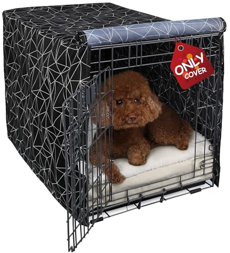 Explore Land Housse de Cage à Motif pour Chien de 61 cm, Housse de Niche d'intérieur en Polyester Robuste, Ajustement Universel pour Cage en métal Standard à 1, 2, 3 Portes (polygonale Bref)