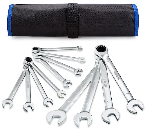 SORAKO Ratschenschlüssel Set, Ringschlüssel Set Schraubenschlüssel set 8-19 mm, 12Pcs Maulschlüssel Ringmaulschlüssel für Fahrradreparatur Autoreparatur