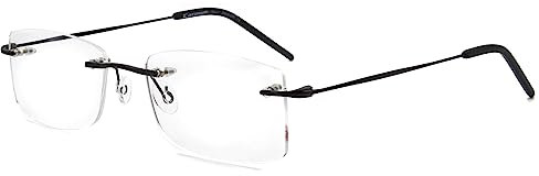 Randloser Metall Brille Herren Optischer Superleichte Klarglas Gläser Grau Brille