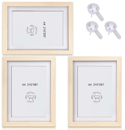 Uppsättning av 3 bildramar A4: Bildram trä 21 x 30 cm fotoram DIN A4 bildram MDF ram av okrossbar plexiglas affischram hängande bildram perfekt för collage porträtt och certifikat