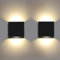 Clevich LED Wall Lights 2Pcs, 12W Up Down Wall Sconce Lighting, Black Modern Square COB Indoor Lights for Bedroom, Hallway & Stairs, Warm White 4000K
