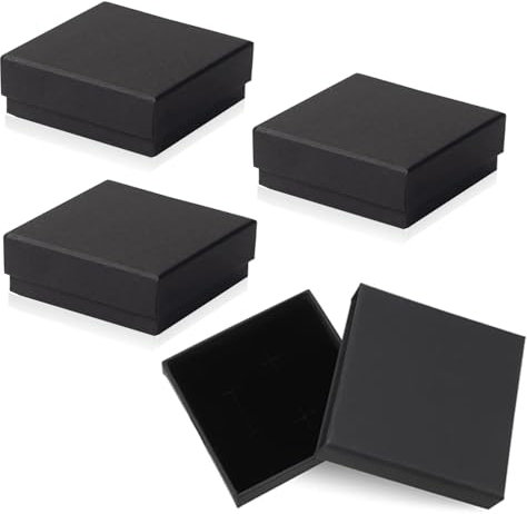 Small Jewellery Gift Box, 4 PCS Square Bracelet Boxes Cardboard Jewellery Boxes Kraft Bangle Box Storage Case for Packaging Necklace Ring Earrings Display