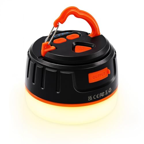 Yonktoo Rechargeable LED Camping Lantern, 300H Runtime, 6400mAh, IPX5 Waterproof Tent Light for Camping, Hiking, Power Outages, Home, Emergency - Standard Edition,Orange