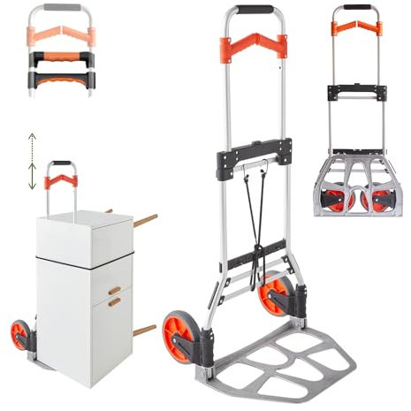 Pack and Move - Diable Pliable en Aluminium - 35 x 48 x 119 cm - 125 KG Max - pour déménagement et Transport