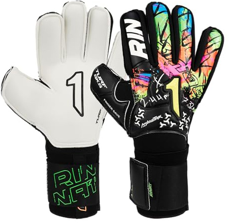 Rinat Guante de Portero Asimetrik Spine Turf, Negro, Unisex Niños