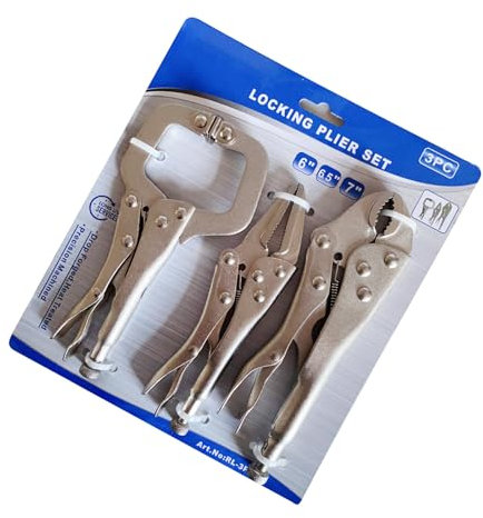 Lot de 3 pinces de verrouillage industrielles, étau fixe, outils de serrage à long bec, mâchoire incurvée C, pince de camping pour réparation automobile