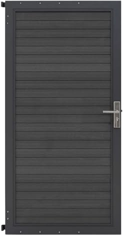 Puerta para Vallas para exteriores |GRIS| Aluminio y compuesto (WPC) | Panel doble cara | Diseño moderno | Fácil de montar | Ideal jardín o cerramientos | Valla de privacidad
