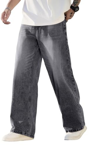 Zewool Pantalones jeans para hombre, holgados, estilo Hip Hop, pierna ancha, skater, ajuste suelto, jeans de mezclilla, ropa urbana, XXL