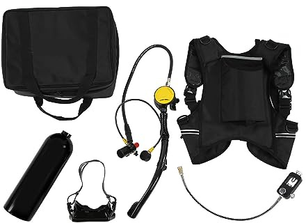 Xiuganpo DS-2000 2L Mini Bouteille de Plongée Ensemble de Bouteilles D'oxygène avec Lunettes de Plongée pour le Sauvetage en Acier Inoxydable + Silicone + Alliage D'aluminium (bouteille d'oxygène