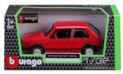 BBURAGO VW Golf 1 GTI (1979) - Modellauto 1:32 Originalgetreues Sammlerauto kleines Spielzeugauto mit beweglichen Türen, ab 5 Jahren (18-43059)