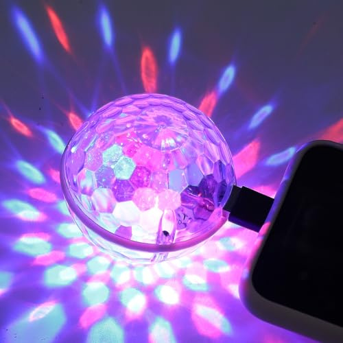 HEATSHAKING Mini Sfera Luminosa LED Stroboscopica Usb, Luce da Discoteca Compatta e Leggera Ventosa, Illuminazione Dj per Bar, Club, Feste e Palcoscenici