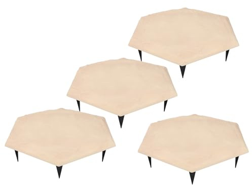 Socobeta Piedras de Paso Resistentes a la Intemperie, Piedras Decorativas para Caminos para Jardín, Césped, Exteriores, Juego de 4 Piezas con Estacas para el Suelo (Beige)