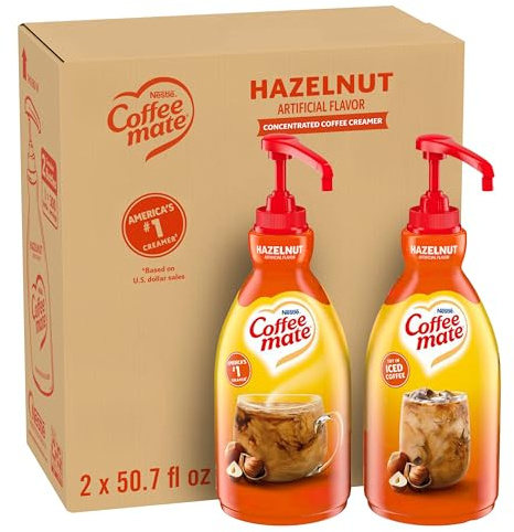 NESTLE COFFEE-MATE Coffee Creamer, Hazelnut, 1.5L liquid pump bottle, Pack of 2